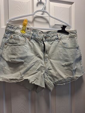 Garage Light Blue Distressed Denim Shorts
